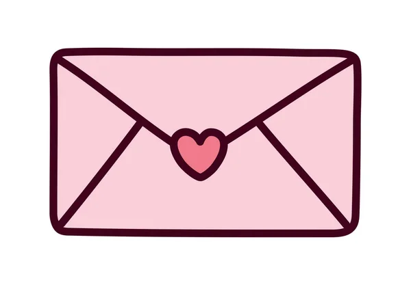 ハッピーバレンタインデーピンクの封筒メッセージカードラブ — ストックベクタ