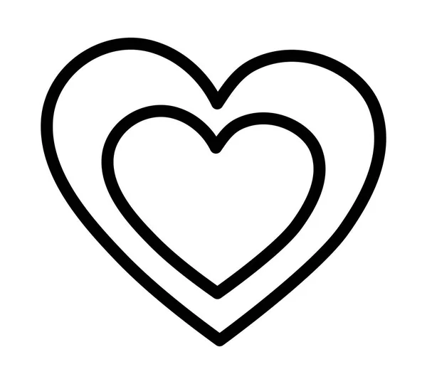Glad Alla hjärtans dag, hjärtan älskar romantik känslor lövverk dekoration tjock linje — Stock vektor