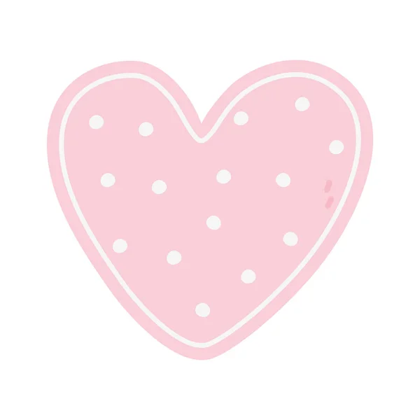 Glücklicher Valentinstag, rosa gepunktetes Herz romantische Leidenschaft Liebe — Stockvektor