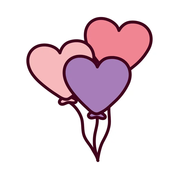 Día feliz, los globos dan forma a la decoración de corazones. — Vector de stock