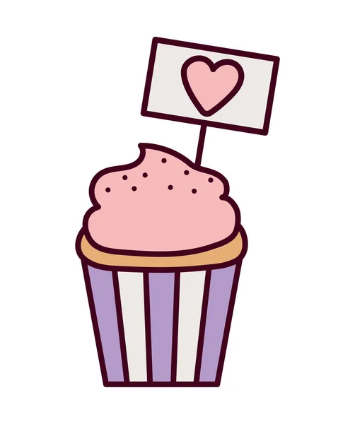 Día feliz, dulce cupcake signo la decoración del corazón. — Archivo Imágenes Vectoriales