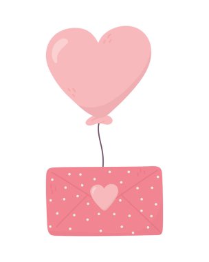 Sevgililer günün kutlu olsun, noktalı zarf mesajlı balon kalp aşkı.