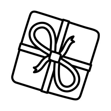 Üst kare hediye kutusu kurdelesi kalın çizgi