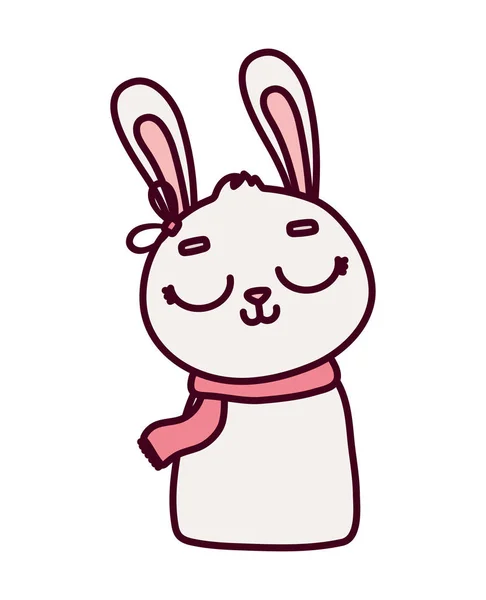 Carino coniglio femmina con archi cartone animato icona — Vettoriale Stock