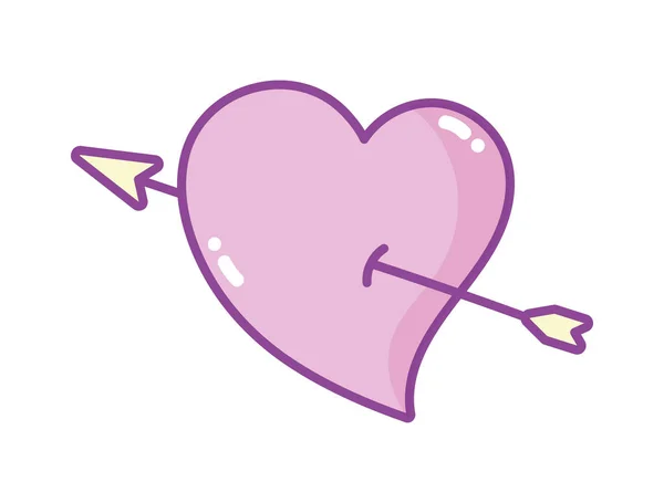 Šťastný Valentýn, srdce propíchnutý šíp láska dekorace — Stockový vektor