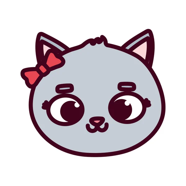Niedlichen Tier Katze Gesicht Bogen Cartoon auf weißem Hintergrund — Stockvektor