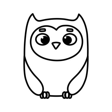 Sevimli baykuş kuş çizgi film karakteri kalın çizgi