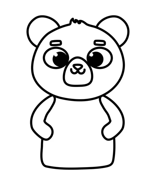 Lindo animal pequeño oso teddy icono de dibujos animados línea gruesa. — Vector de stock