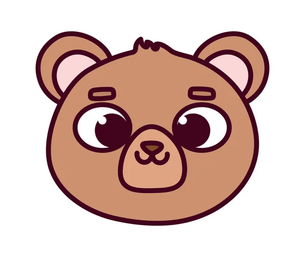 Lindo animal pequeño oso oso teddy cara cara icono de dibujos animados — Archivo Imágenes Vectoriales