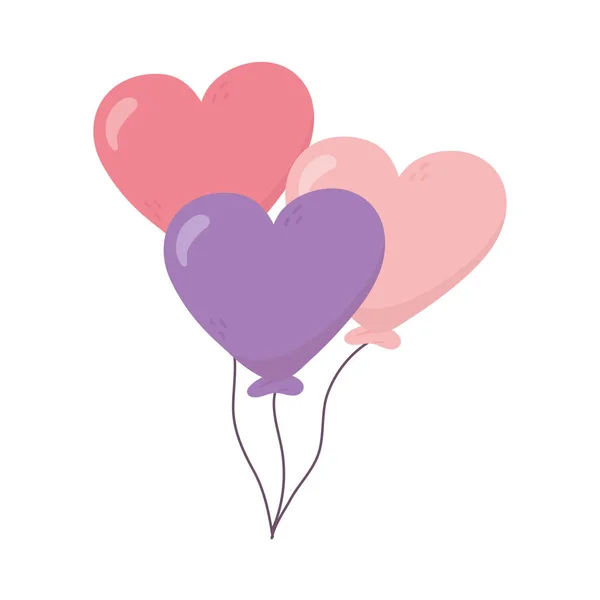 День святого Валентина, воздушные шары украшают сердца — стоковый вектор