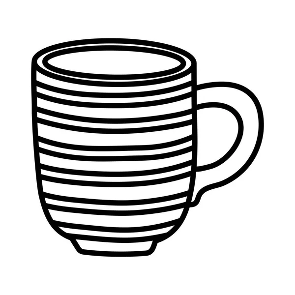 Gestreepte koffiekop keramische pictogram dikke lijn — Stockvector