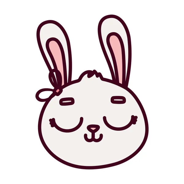 Cute rabbit mujer cara proa icono de dibujos animados — Archivo Imágenes Vectoriales