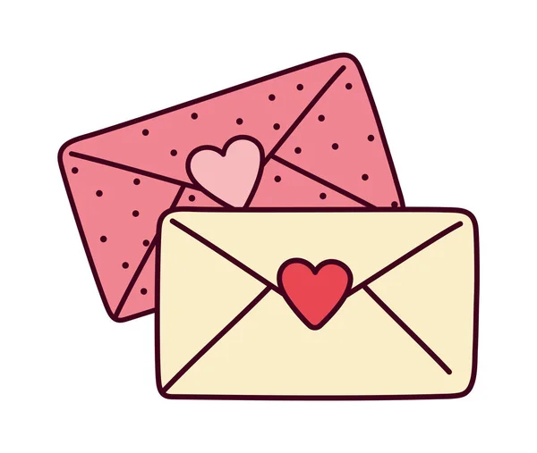 Glad Alla hjärtans dag, kuvert meddelande hjärtan kärlek kort — Stock vektor