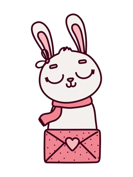 Sevgililer günün kutlu olsun. Zarflı sevimli tavşancık, aşkım. — Stok Vektör