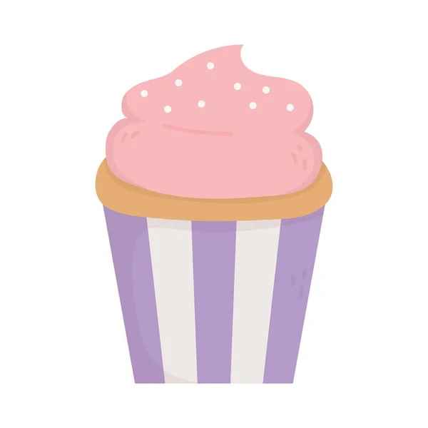 Сладкий кекс десерт вкусная икона — стоковый вектор