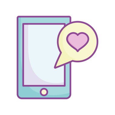 Sevgililer günün kutlu olsun, akıllı telefon konuşması baloncuk mesajı aşk kalbi.