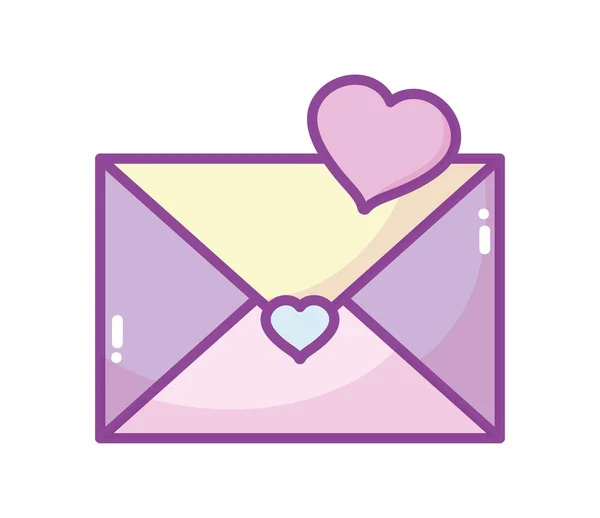 Glad Alla hjärtans dag, kuvert meddelande kärlek hjärta — Stock vektor
