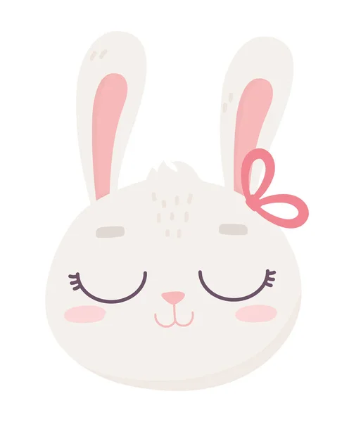 Cute rabbit mujer cara proa icono de dibujos animados — Vector de stock