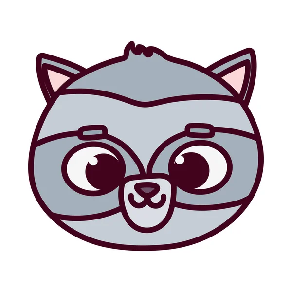 Bonito animal rosto raccoon cartoon personagem —  Vetores de Stock