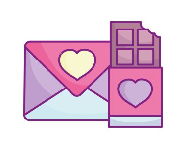 Sevgililer günün kutlu olsun, çikolatalı çikolata süslemesi zarfı.