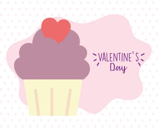 Boldog Valentin-nap, édes cupcake szív pontok háttér — Stock Vector