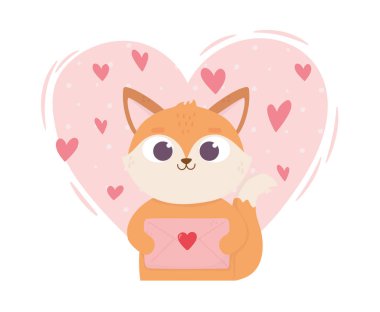 Sevgililer günün kutlu olsun. Zarf kalpli şirin tilki.