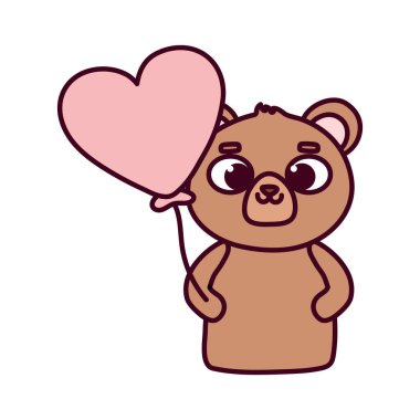 Sevgililer günün kutlu olsun, balon şeklinde kalp şeklinde ayı.