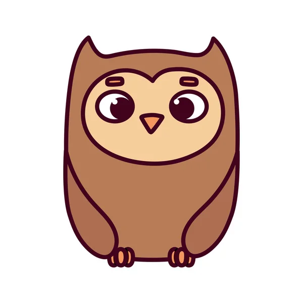Słodkie zwierzę sowa ptak kreskówka ikona — Wektor stockowy
