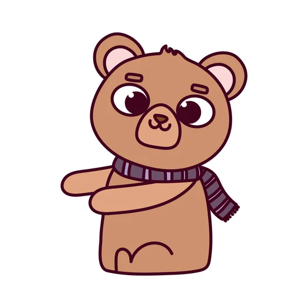 Słodkie zwierzę niedźwiedź z szalik postać z kreskówki — Wektor stockowy