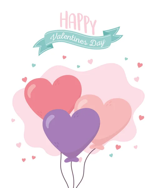 Día feliz, los globos dan forma a la decoración de corazones. — Vector de stock