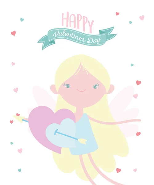 Happy valentines jour, mignon mignon avec des cœurs percé flèche amour — Image vectorielle