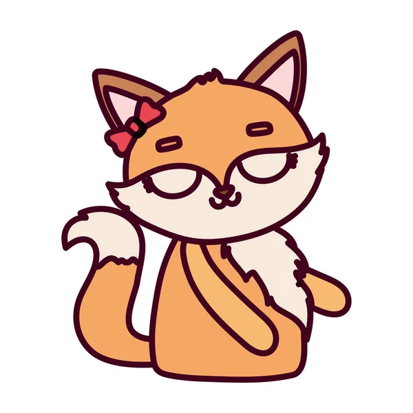 可爱的雌性狐狸，头戴弓形卡通画 — 图库矢量图片