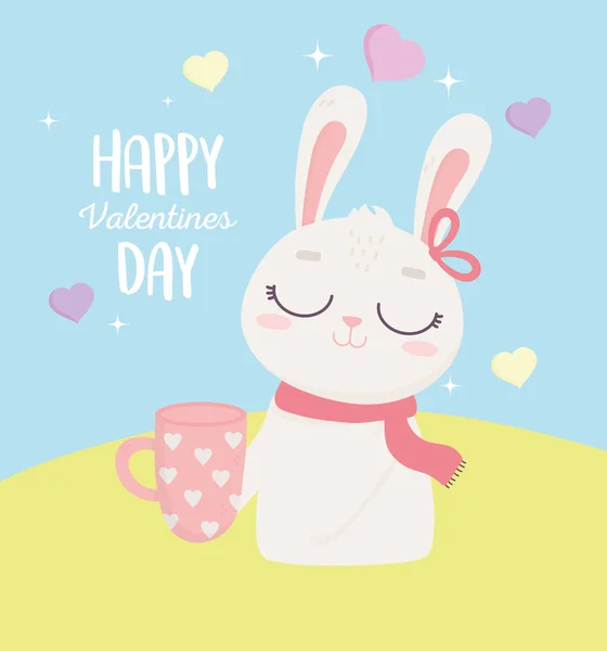 Dia feliz de la noche, lindo racimo con taza de café con los corazones se va. — Vector de stock