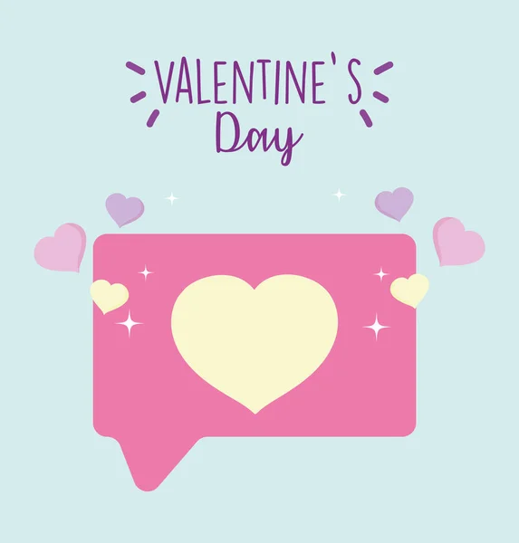Felice giorno di San Valentino, discorso bolla cuore messaggio d'amore — Vettoriale Stock
