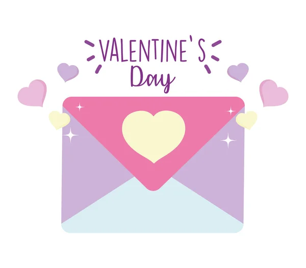 Šťastný Valentýn, poštovní obálka dopis láska — Stockový vektor