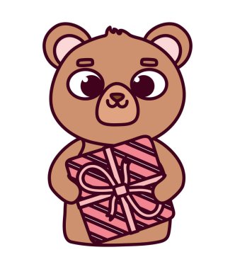 happy valentines day, cute bear with gift love