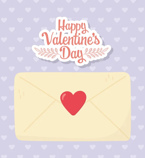 Happy valentines day, envelope message heart hearts decoration background — Stock Vector