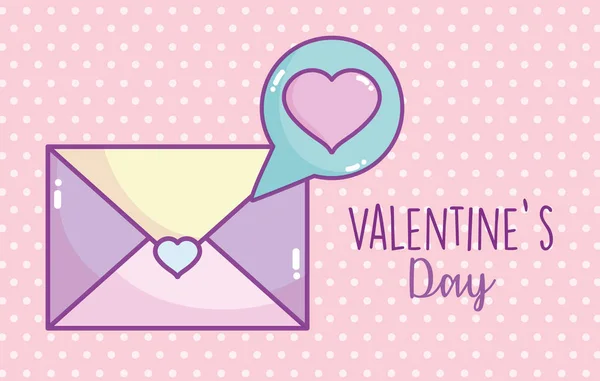 Happy valentines day, envelope message love heart bubble — Vector de stock