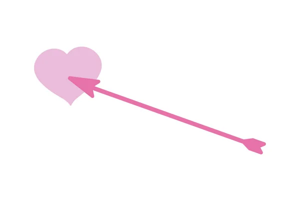 Happy valentines jour, flèche et cœur amour se sentir caricature — Image vectorielle