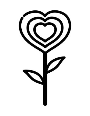 Sevgililer günün kutlu olsun, güzel çiçek şekilli kalpler romantik kalın çizgi