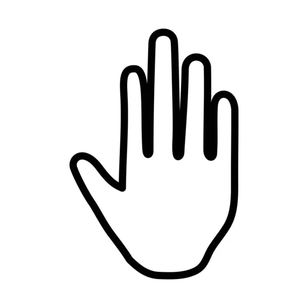 Human hand showing five fingers stop gesture icon - Stok Vektor