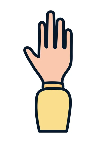 Raised open human hand stop gesture icon design — Stock Vector