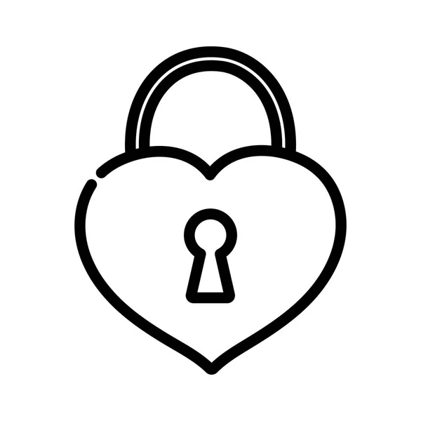 Happy valentines day, cute padlock shaped heart romantic thick line — Stock Vector