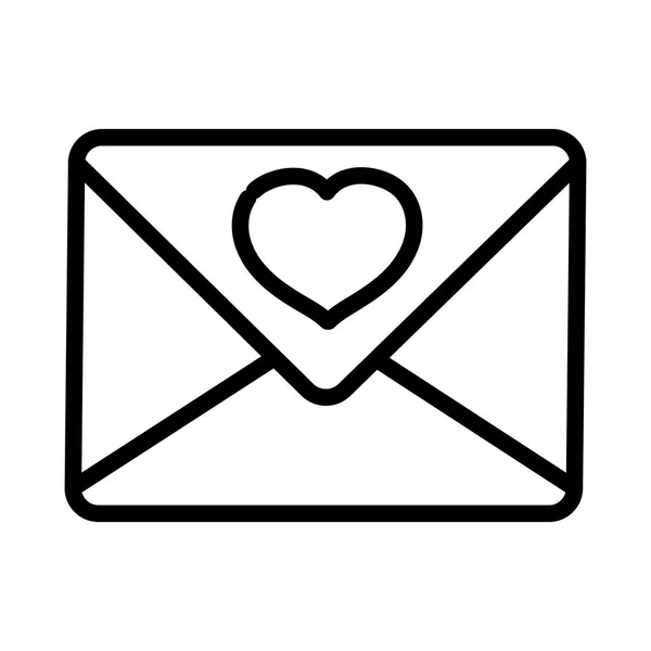 Happy valentines day, mail obálka dopis karta láska tlustá čára — Stockový vektor
