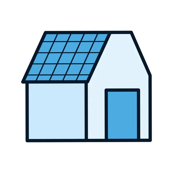 Ecology renewable house with solar panel — Stock Vector