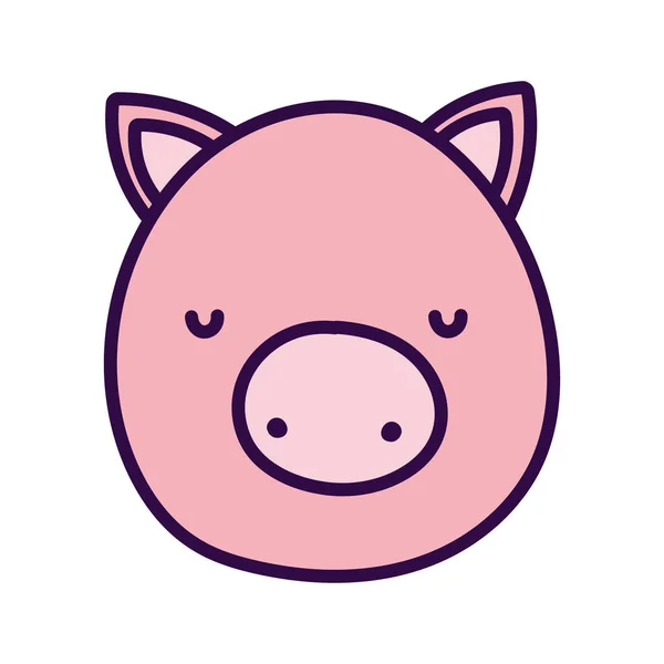 Cute pig face farm animal cartoon — 스톡 벡터