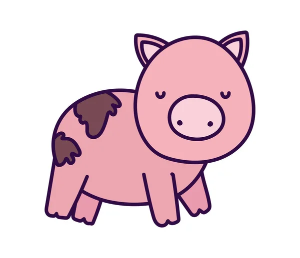 Pig in the mud farm animal cartoon — ストックベクタ