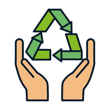 hands with recycle renewable ecology environment icon