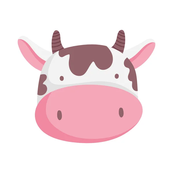Cute cow face livestock farm animal cartoon — Image vectorielle