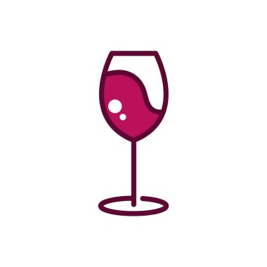 wine glass celebration drink beverage icon line and filled